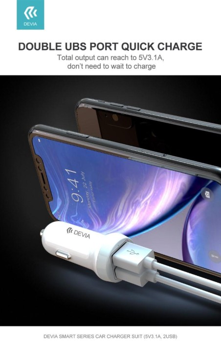 Suit Carica Auto 3,1A 2 Out + Cavo Lightning per Apple iOS