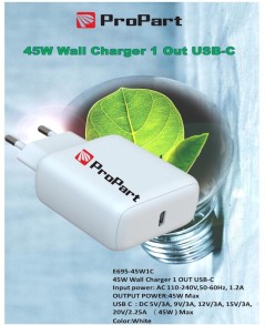 Carica Batterie 45W 1 Output USB-C