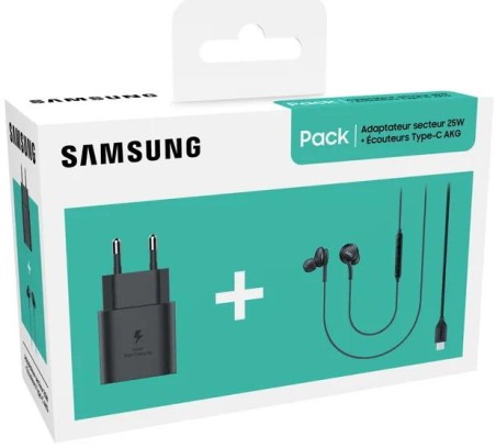 SAMSUNG Pack Caricatore USB-C da 25 W + Auricolari USB-C AKG