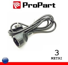 Prolunga lineare Schuko16A 3metri spina Schuko 16A nera