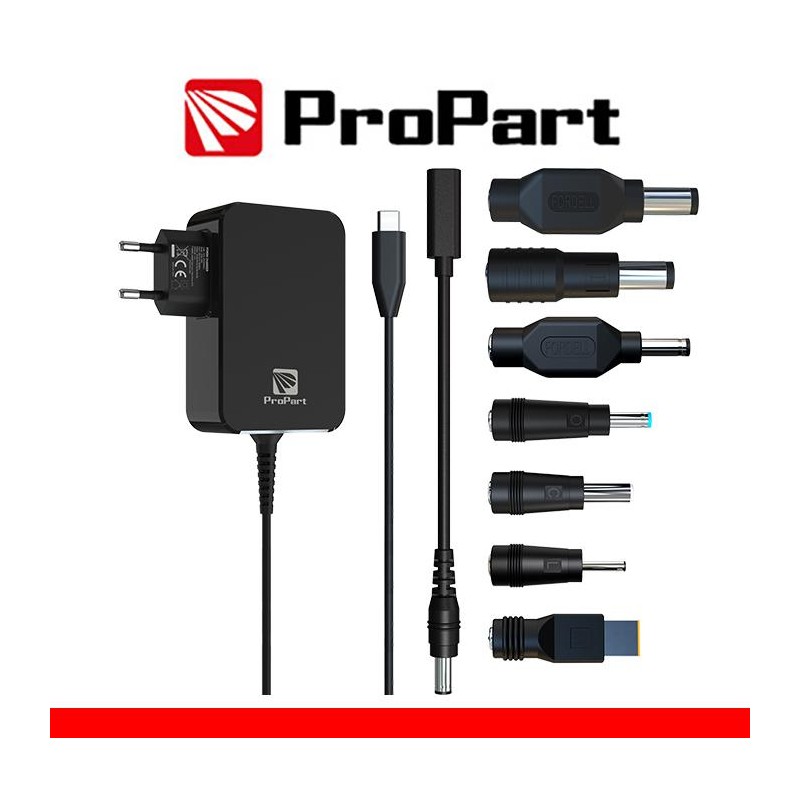 Alimentatore Propart GaN Type C 90W + 7 Connettori DC nero Alimentatore Propart GaN Type C 90W + 7 Connettori DC nero