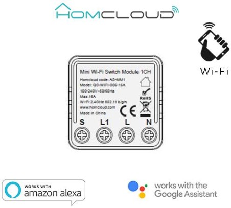 Modulo Interruttore Mini 1CH Wi-Fi da incasso