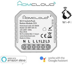 Modulo PuIsante/Interruttore 3CH Wi-Fi da incasso