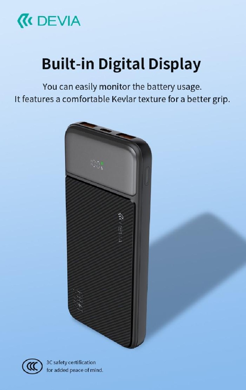 Power bank completamente compatibile 22,5 W con display digitale 10000 mAh Nero Power bank completamente compatibile 22,5 W con display digitale 10000 mAh Nero
