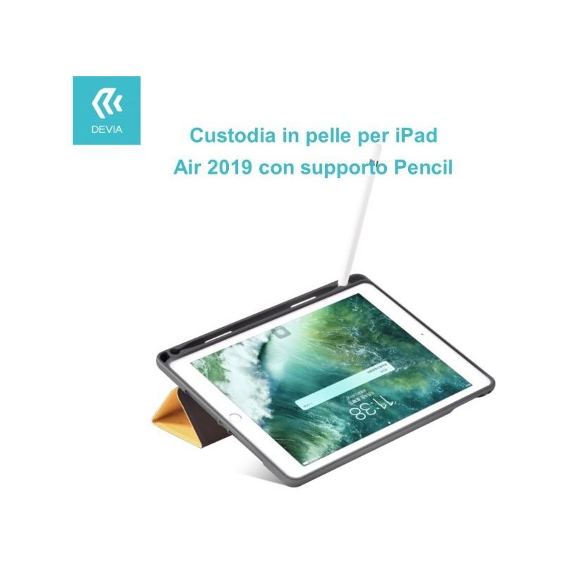 Custodia in pelle per iPad Air 2019 con supporto Pencil Blu Custodia in pelle per iPad Air 2019 con supporto Pencil Blu