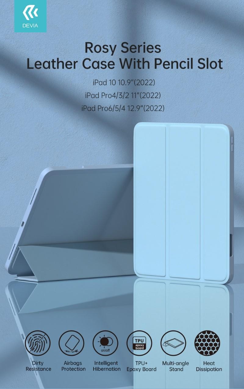 Cover Rosy per iPad 10 10.9 2022 con supporto Pencil Azzurra Cover Rosy per iPad 10 10.9 2022 con supporto Pencil Azzurra