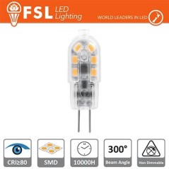 G4 - 1.5W 3000K 120LM 300Âº 39x12x10mm CRI80 DC-12V