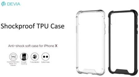 Cover Devia Shockproof in TPU Flessibile per iPhone X Clear