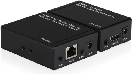 Kit TX-RX Extender HDMI, 60MT UTP, 1080p@60Hz, POE, Loop-Out