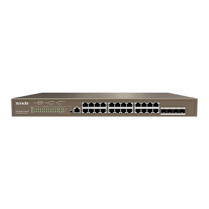 Tenda Switch Gigab PoE gestito L3 - 28port(24GE PoE +4SFP) | TEG5328P-24-410W