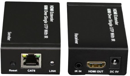 Kit TX-RX Extender HDMI, 60MT UTP, 1080p@60Hz, POE