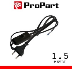 Cavetto con interruttore 1.5m spina10A 2poli nero polybag