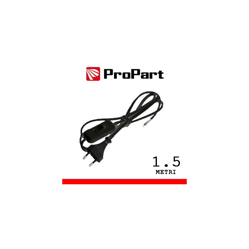 Cavetto con interruttore 1.5m spina10A 2poli nero polybag Cavetto con interruttore 1.5m spina10A 2poli nero polybag