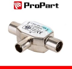 Splitter coax in ottone nichelato - 1 spina/2 prese