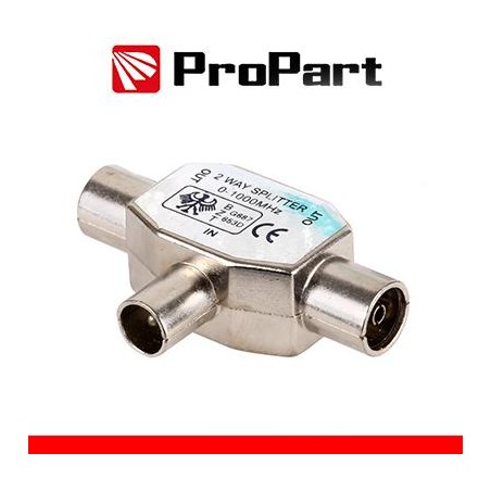 Splitter coax in ottone nichelato - 1 spina/2 prese