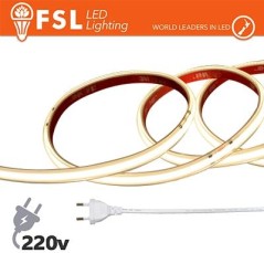 Striscia LED COB 20metri - IP65 4000K 220V 15W/m 1300lm/m+KIT tappo, colla, clip